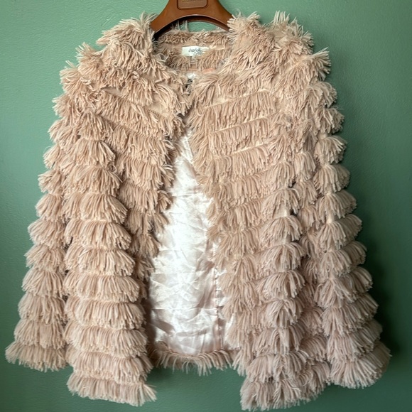 Women’s Sz M pink faux fur one clasp closure light casual rare jacket top - Picture 1 of 8